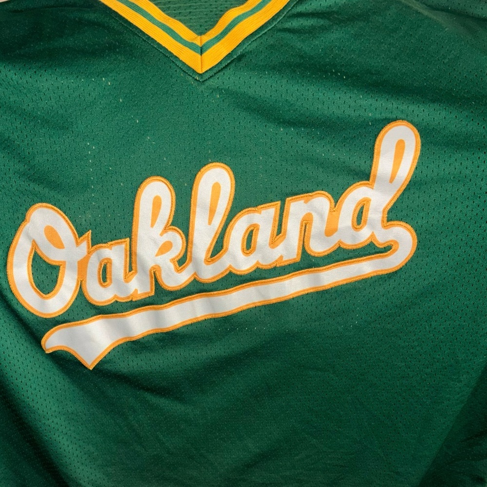 NWOTS 1988 RICKY HENDERSON ARMY GREEN OAKLAND ATHLETICS #24 ALTERNATE JERSEY!